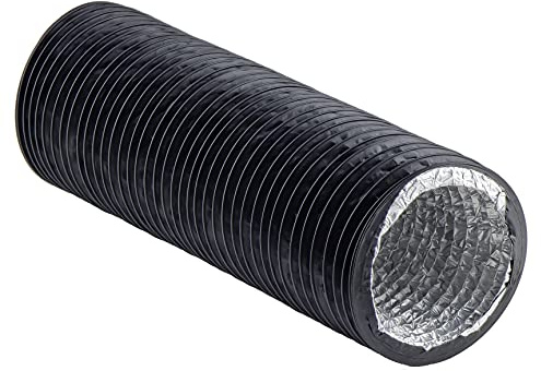 Steinberg14 Schwarz Ø 100mm Abluftschlauch - Länge 3m mit Alu-Isolierung - für Trockner, Klimaanlage, Abzugshaube - Combi-Flexrohr Alu/PVC Flexrohr