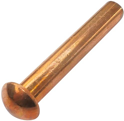AERZETIX - Juego de 20 Remaches de Cobre Ø4x25mm con Cabeza Semiredonda - Remache Sólido/Remache de Golpe - DIN 660 - C48035