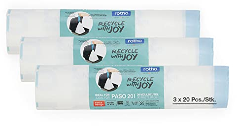 Rotho Paso Müllbeutel Set 3 Rollen à 20 Stk für Paso 20l, Weiss