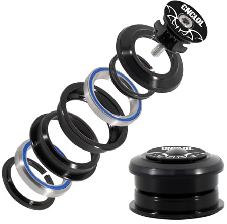 CNC 1-1/8 Bike Headset 34mm 44mm 41.8-52mm 44-55mm 44-56mm, Bicycle Headset Threadless Straight Tapered Tube Double Sealed Bearings Headset for Mountain Bike/MTB/BMX Road Bike. (Straight Tube-44mm)