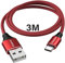 USB C Cable 3M, USB A to USB C Fast Charger Cable Nylon Braided USB Type C Charging Cord Compatible for Samsung Galaxy S20 S10 S9 S8,PS5 Controller, Switch,Huawei P20 P10, Sony Xperia, LG