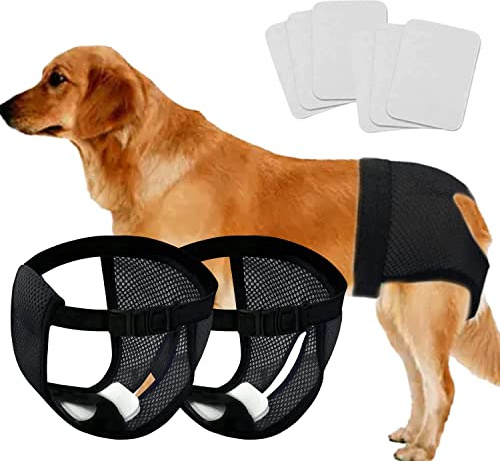 Norhogo Höschen Hündin Hundehose 2er Pack, mit 6 Hygienepad Waschbare für Hündinnen bei Monatliche Blutung Waschbare Schutzhose umweltfreundliche (schwarz L)