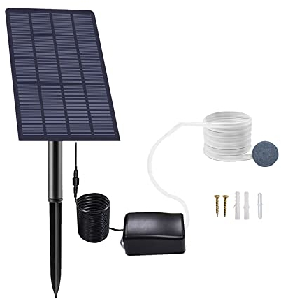 Andoer ossigenatore solare Pompa di ossigeno solare plug-in da 2 W ossigenatore per acquario aeratore ossigeno aeratore pesca con tubo pietre a bolle d'aria serbatoio per pesci all'aperto stagno