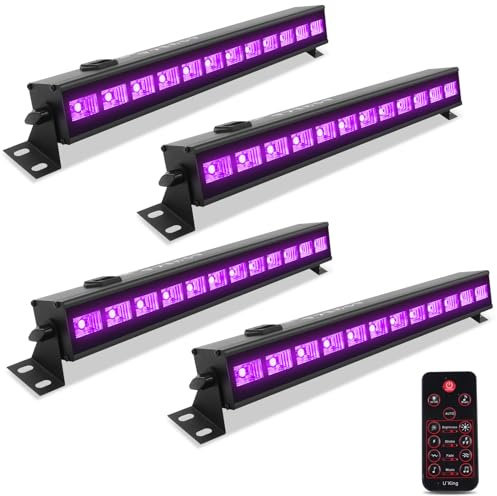 UV Beleuchtung, UKing Schwarzlicht LED mit 12 x 3W UV LED Bar Lichteffekte mit Fernbedienung Partylicht für DJ Disco Karneval Halloween und Weihnachten Bühnenbeleuchtung, 4PCS