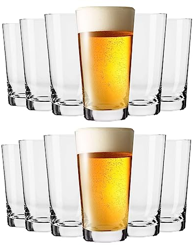 KIAPPO Biergläser Set 590 ml - 12 Stück Gläser Set - Lagerglas - Weizengläser - Kristallgläser - Geschenke für Männer- Spülmaschinenfest - 160 x 87 mm