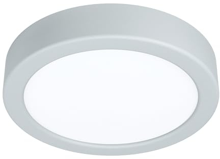 EGLO LED Deckenleuchte Idun, runde Deckenlampe | Deckenbeleuchtung aus Metall in Silber und Kunststoff in Weiß, Aufbauleuchte für Büro und Küche, neutralweiß, Ø 17 cm