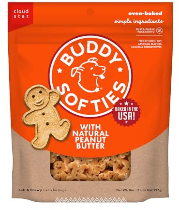 Buddy Biscuits 8 oz Bag of Softies Soft & Chewy Dog Treats, Made with Peanut Butter 8 oz