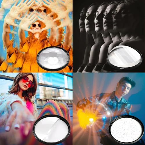 55/58/62/67/72/77/82 mm kamerafilter kalejdoskop specialeffekter fotografi tillbehör DSLR lins prisma (färg: Sprid färgflare, storlek: 77 mm)