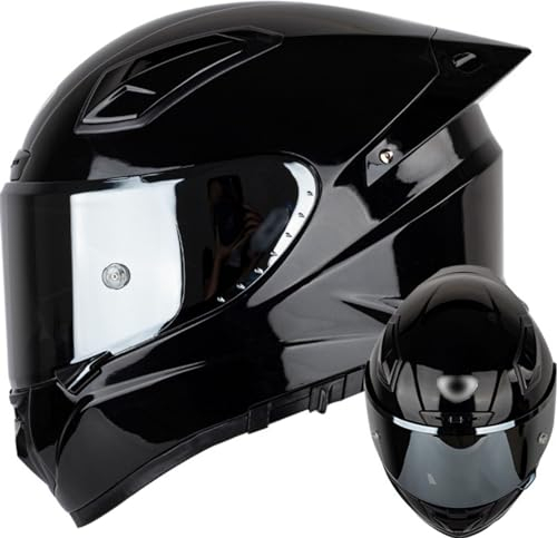 Offroad Integral Motorradhelm Klapphelm Schnellverschluss Schnalle Modularer Motorradhelm Mit Einziehbarem Doppelschicht Visier DOT/ECE Zulassung Für Geländefahrzeuge 2,XL(60-61CM)