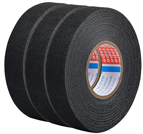 Lot de 3 rubans en tissu autocollant pour voiture, ruban isolant en tissu, ruban adhésif pour câbles de voiture, moto (19 mm x 15 m)