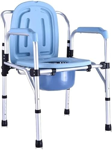 KOHARA Klappbarer Leichter Toiletten-Toiletten-Toiletten-Duschstuhl, höhenverstellbar/faltbar/rutschfest/mit Armlehnen/Rückenlehnen und Toiletteneimer, bis zu 150 kg Toilettenstuhl Se