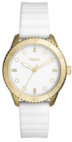 Fossil Damenuhr Analog Quarz mit Silikonarmband BQ3965