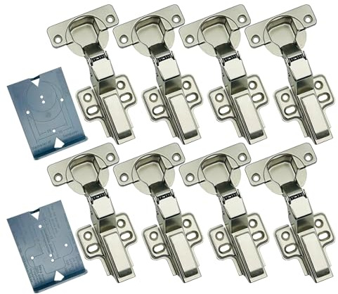 GEFONG 105 Degrés Rentrant Charnières Hydrauliques 35 mm pour Placards Fermeture Douce Charnière avec Amortisseur Intégré Automatique 8 Pièces