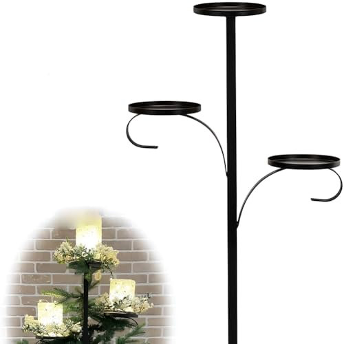 Dreifach Christbaumspitze Kerzenhalter für Weihnachtsbaum, Metall Weihnachtsbaumspitze Christmas Candle Holder Tannenbaum Spitze Tablett Christmas Tree Topper Ornamente Kerzenhalter