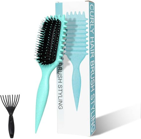 EOAMGO Lockenbürste, curly hair brush bounce curl brush mit haarbürstenreiniger, Curl Defining Brush Damen, Herren & Kinder locken bürste für lockiges Haar, langes Haar, nasse Methoden