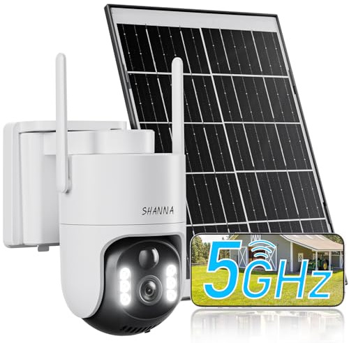 [5GHz & 2,4GHz]Camara Vigilancia WiFi Exterior Solar,Batería de 8000mAh y panel solar de 7W,2K 4MP Camera Vigilância Exterior con Luz de inundación,Visión Nocturna Color,Detección de Movimiento con IA