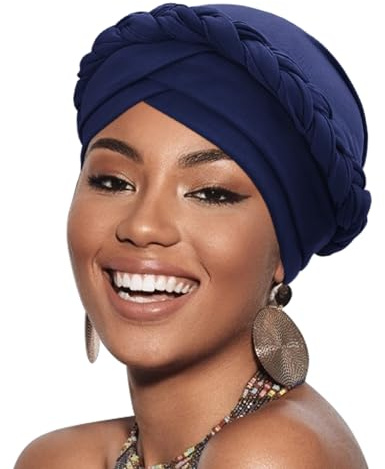 DRESHOW Turbante Africano para Mujeres Preatado Trenzado Envoltura de Cabeza Sombreros Moda Gorra de Dormi Gorro cáncer de quimio
