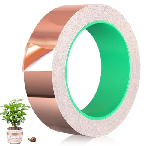 Uoimky Kupferband Gegen Schnecken, 30mm x 20m Beidseitig Leitende Kupferband Selbstklebend Schneckenzaun Schneckenschutz EMI-Abschirmung Kupferfolienband schneckenabwehr hochbeet Schneckenband Kupfer