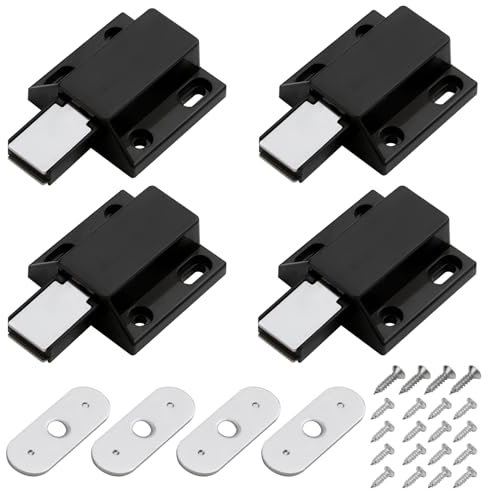 Magnetic Push Latches for Cupboard Wardrobe Cabinet Drawer Furniture Heavy Duty Damper Pushing to Open Door Pressure Touch Release Catches for Kitchen Bathroom Office Closure and Popping Open