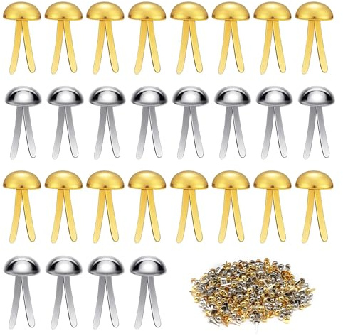 300 Stück Musterbeutelklammern, 8mm Mini Rundkopfklammern für Scrapbooking, Papier und Dekorationen, PHMING Musterklammern für Handwerk und DIY-Projekt
