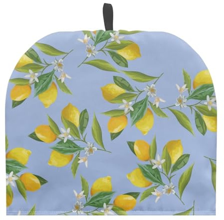 Buxolandt Tea Cosy for Teapot Large-Creative Teapot Cozy Warmer Tea Pot Dust Cover Yellow Lemon Print Kitchen Accessories With Wear-Resistant Drawstring for Housewife, Friend, Mom