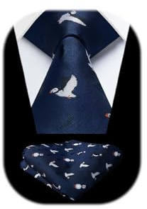 HISDERN Cravates pour homme avec motif animal - Cravate de mariage - Mouchoir de poche - Imprimé tendance - Cravate d'affaires et carré de poche, taille unique
