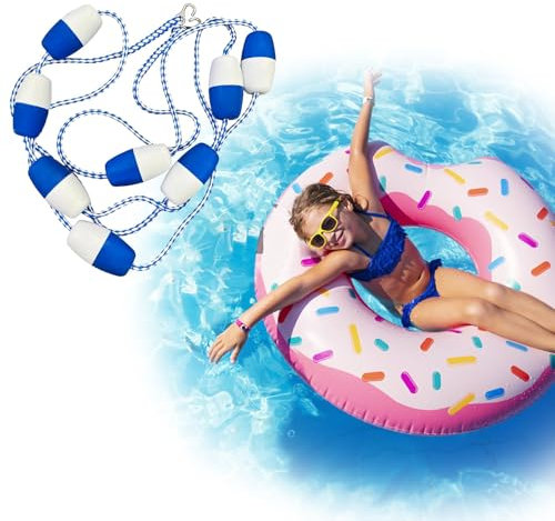 Adjustable Swimming Pool Safety Float Line - 12ft Lane Separator Rope for Indoor/Outdoor Use, Durable Divider for Deep/Shallow Ends, Essential Pool Accessory