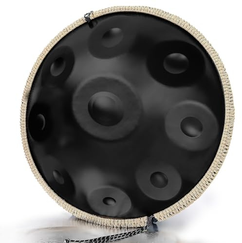 Handpan Instrument 9 Noten, 432Hz D Minor Kurd Hand Drum für Erwachsene, 55 cm Stahl Handpan Trommel mit Tasche Schlägeln und Ständer – für Meditation Yoga & Klangtherapie
