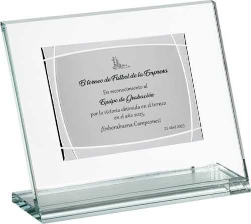 Placa de Homenaje Personalizada con base de cristal. (12847-E)