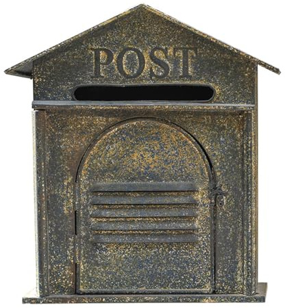 Wandbriefkasten für Den Außenbereich, Vintage-Standbriefkasten Freistehend aus Eisenmetall für Umschläge, Zuhause, Büro, Gewerbe, Dekoration (37x15x34cm)