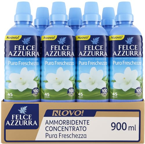 Ammorbidente Concentrato Pura Freschezza – 8 Flaconi da 900ml (45 Lavaggi Ciascuno) – Morbidezza e Profumo Fino a 100 Giorni – Con Oli Essenziali Naturali e Formula Dermatologicamente Testata