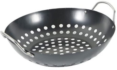 Toyvian Panier de Cuisson Antiadhésif en Acier Carbone pour Barbecue Extérieur, Panier à Légumes Résistant à l'usure Grandes Ouvertures pour Grillades, Accessoire Professionnel Cuisine en Plein Air