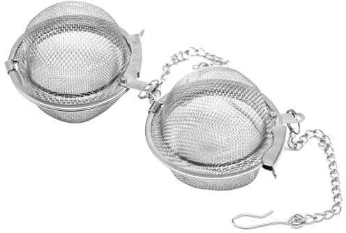 2pcs Tea Strainer Ball 304 Stainless Steel Tea strainers with Extended Chain and Hook Loose Leaf Balls Tea infusers Steeper with fine mesh for hot iced Brewing
