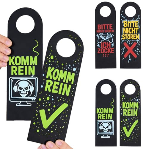 2 Stück Bitte Nicht Stören Schild, Türanhänger aus Filz - Bitte Nicht Stören | Komm Rein - Gamer Zimmer Deko,Zocker Geschenk,Deko Jugendzimmer Junge & Gaming Zimmer Accessoire