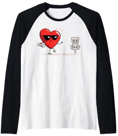 Discgolf - Occhiali da Sole a Forma di Cuore, per Golfisti, San Valentino Maglia con Maniche Raglan