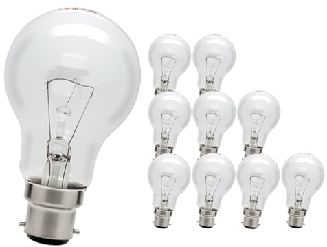 Ruiandsion B22 Bulb 24V 60W Incandescent Bulb, Warm White, Low Voltage Light for Industrial Lighting/Exhibition/Deck, 10 Pack
