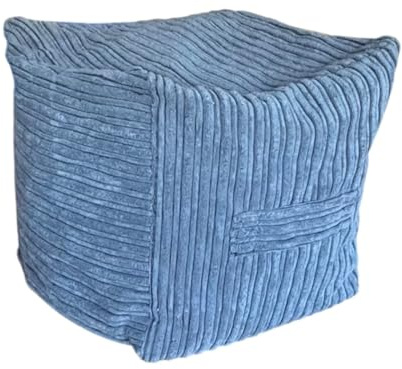 PnH Plush Jumbo Cord Bean Bag - Cube/Footstool/Pouffe, REMOVABLE/WASHABLE Covers, Double Zipped, 40cm or 50cm Options (Grey, 50cm Cover Only)