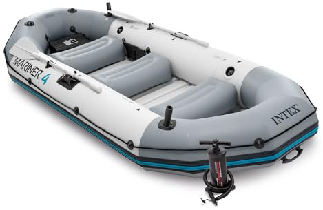 Intex Mariner Canotto per 4 Persone, con Remi in Alluminio e Potente Pompa ad Aria