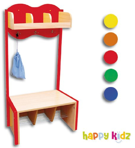 Garderobe Wolke - 3 Fächer und Sitzbank rot