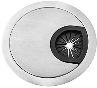 Gedotec Design Metall Kabeldurchlass Schreibtisch Kabeldurchführung Style rund | Stahl Edelstahl-Optik | Kabelführung zum Eindrücken | Kabeldose Bohr-Ø 50 mm | 1 Stück - Kabelausgang Tisch & Möbel