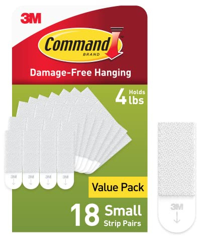 Command 4 lb Small Picture Hanging Strips 18 Pairs (36 Command Strips), Damage-Free Hanging Picture Hangers, No Tools Wall Hanging Strips for Home Decor, White Adhesive Strips