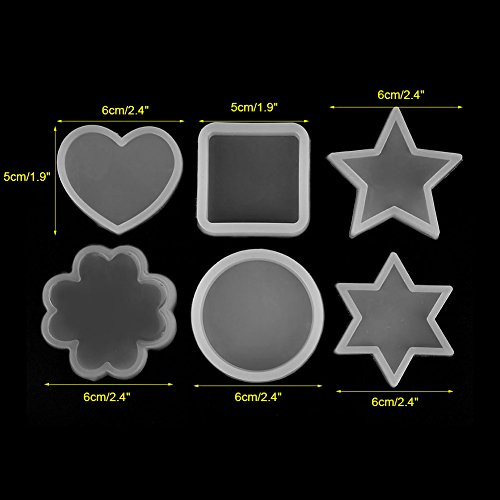 6Types Moule de Silicone, Walfront Moule Cercle Carré Coeur Forme D'étoile Gâteau Décoration Chocolat