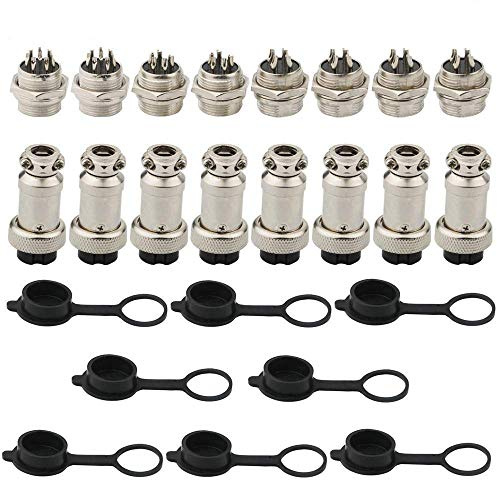 RUNCCI-YUN 24 Stück Luftfahrt-Stecker 16 MM Gewinde 4/5/8 Pin Männlich Weiblich Panel Metall Draht Stecker + 8 Gummi Schutzkappen