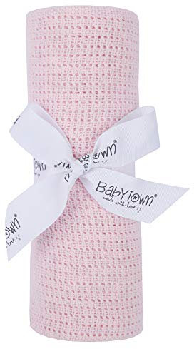 90 x 70 cm Zelluläre Babydecke aus 100% Baumwolle (Rosa)