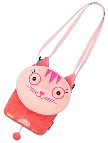 Elonglin Kinder Umhängetasche Geldbörse Schlüsselbeutel Kindertasche Schultertasche als Geschenk Cartoon Tier mini-15 * 3 * 19cm (L*B*H) Cartoon-Katze