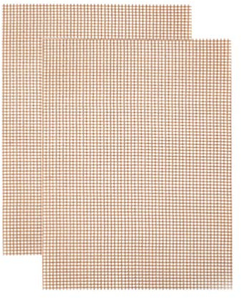 DOITOOL 2 Pezzi BBQ Grill Mesh Mat tappetini per Barbecue griglia Antiaderente Riutilizzabile griglia per Barbecue, Facile da Pulire da Cucina (Beige,40 x x 0,1 cm)