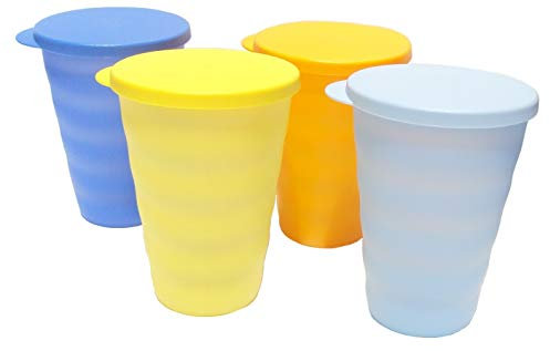 Tupperware Impressions Tumblers Set of 4 Flat Seals No Straw Holes Summer Colors