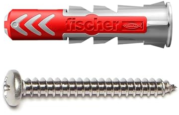 fischer DuoPower 5/16 x 1-5/8 S PH, 50 Plugs & 50 Screws, Powerful Universal Plug with Intelligent 2-Component Technology for Fastenings in Concrete, Bricks, Drywall, Chipboard, etc