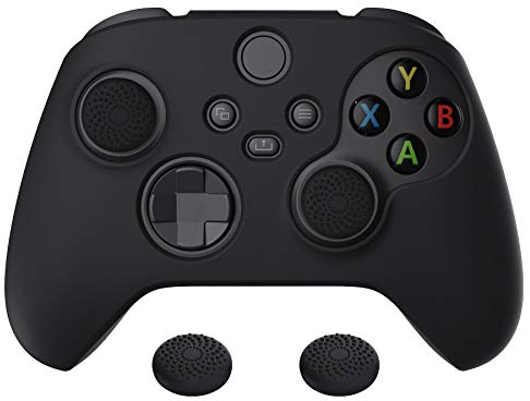playvital Coque pour Xbox Series X S Manette Protection Accessoires,Housse Silicone avec Capuchon Joystick,Cover Skin pour Xbox Series X S Controller Grip-Noir,Pure Série