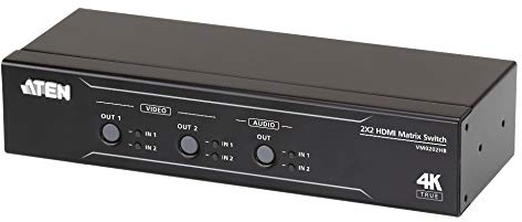ATEN HDMI Matrix Switch 2x2 True 4K mit Audio De-Embedder Der ist ein 2 x 2 De-Embedding. bietet eine einfache und erschwingliche Möglichkeit hochauflösendes Video zu routen. unterstützt
